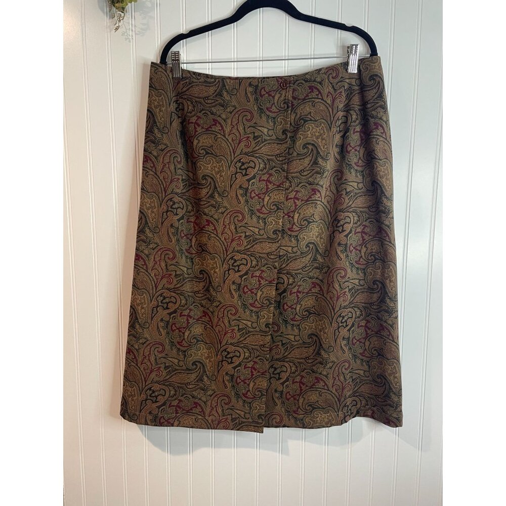 Talbots Paisley Pencil Skirt Size 12 Brown
